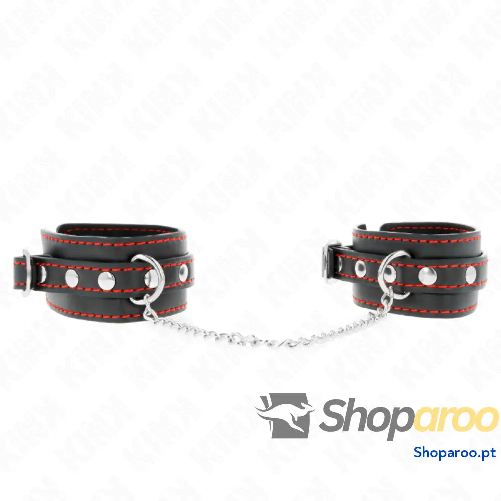 KINK - PEQUENOS PUNHOS PRETOS COM FORRO VERMELHO AJUSTÁVEIS 14-24 CM X 3,5 CM