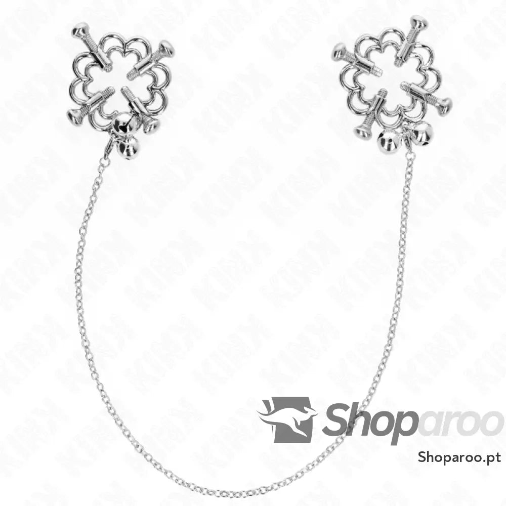 KINK - PINÇAS DE FLOR DE METAL COM CORRENTE