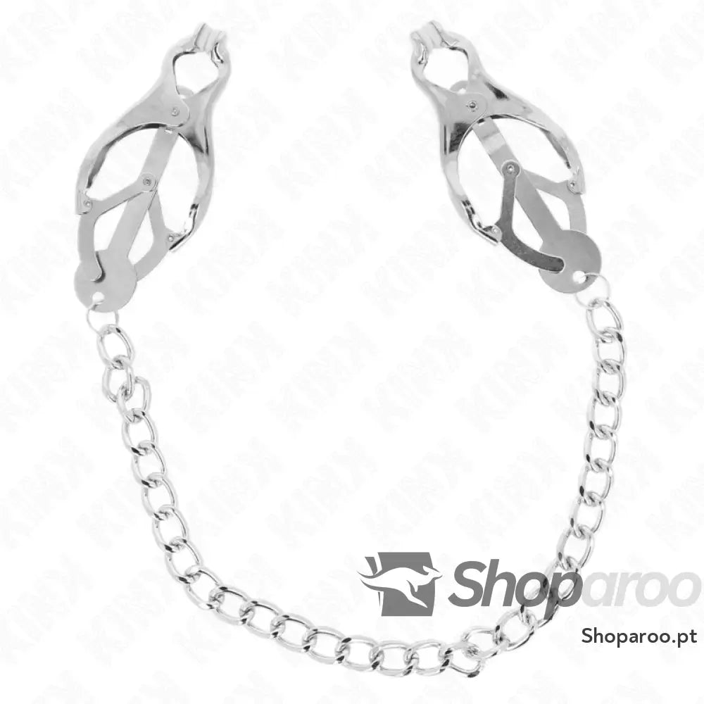 KINK - PINÇAS DE TREVO JAPONÊS COM CORRENTE PRATA 30 CM