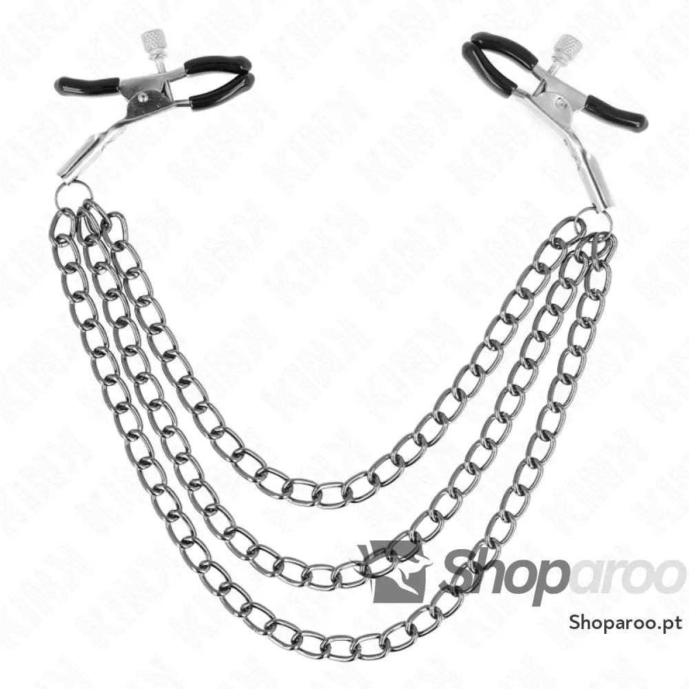 KINK - PINÇAS PARA BICOS COM 3 CORRENTES PRETAS 20/23/28 CM