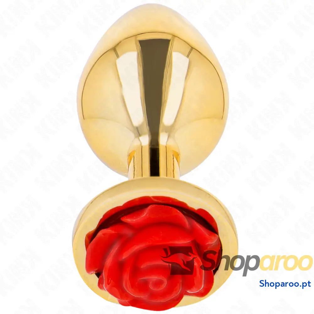 KINK - PLUG ANAL OURO ROSA VERMELHO TAMANHO S