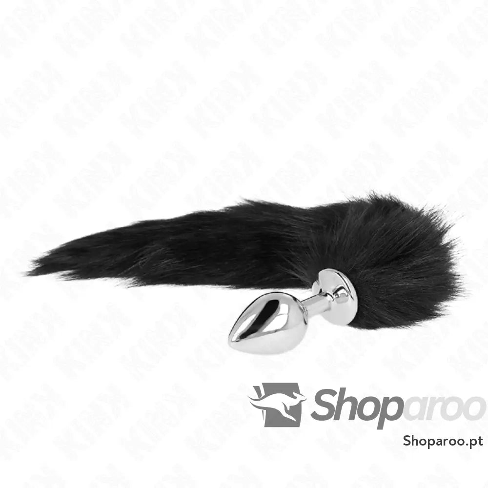 KINK - PLUG ANAL TAMANHO M 8 X 3,5 CM COM CAUDA SINTÉTICA 40 CM PRETO