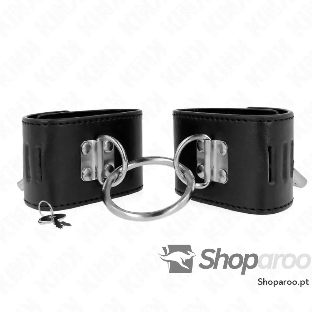 KINK - PULSO FIXO COM ANEL E FECHAMENTO DE CADEADO PRETO AJUSTÁVEL 16-23 CM X 5,5 CM