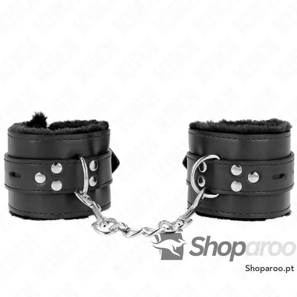 KINK - PULSO FORRO DE PELE COM FUROS QUADRADOS PRETO E CINTO PRETO AJUSTÁVEL 17-29 CM X 6 CM