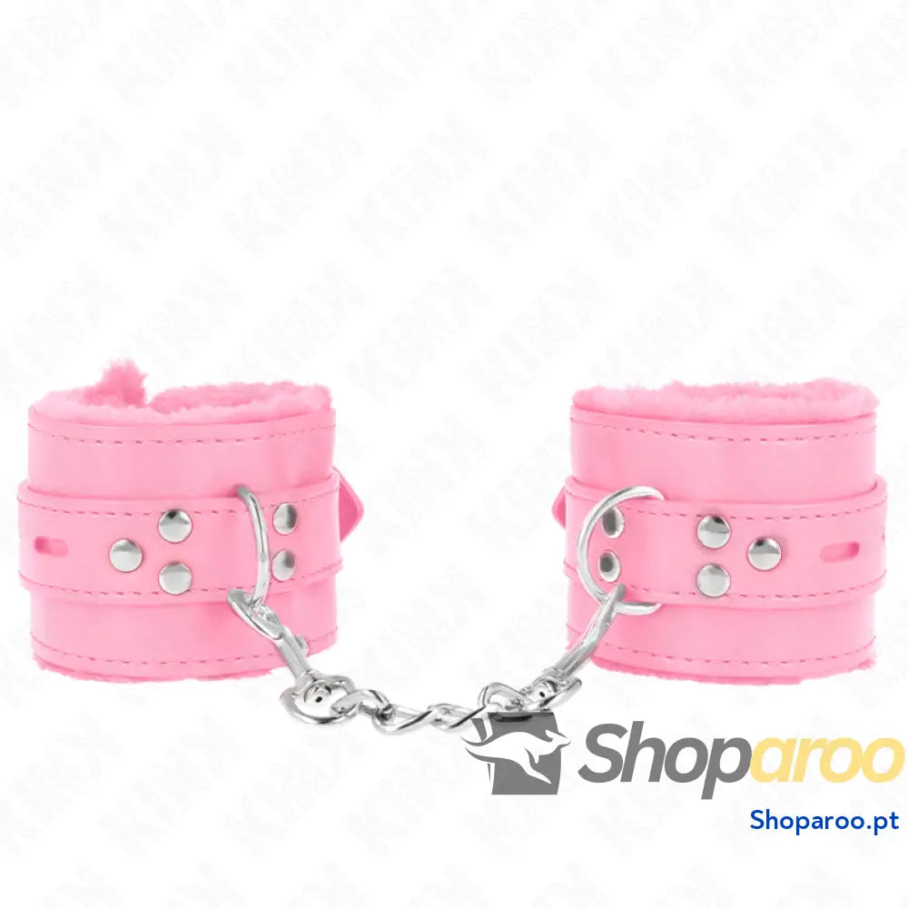 KINK - PULSO FORRO DE PELE COM FUROS QUADRADOS ROSA E CINTO ROSA AJUSTÁVEL 17-29 CM X 6 CM