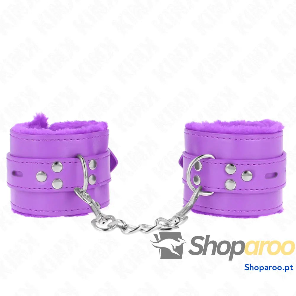 KINK - PULSO FORRO DE PELE COM FUROS QUADRADOS ROXO E CINTO ROXO AJUSTÁVEL 17-29 CM X 6 CM