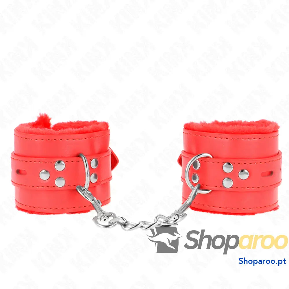 KINK - PULSO FORRO DE PELE COM FUROS QUADRADOS VERMELHO E CINTO VERMELHO AJUSTÁVEL 17-29 CM X 6 CM