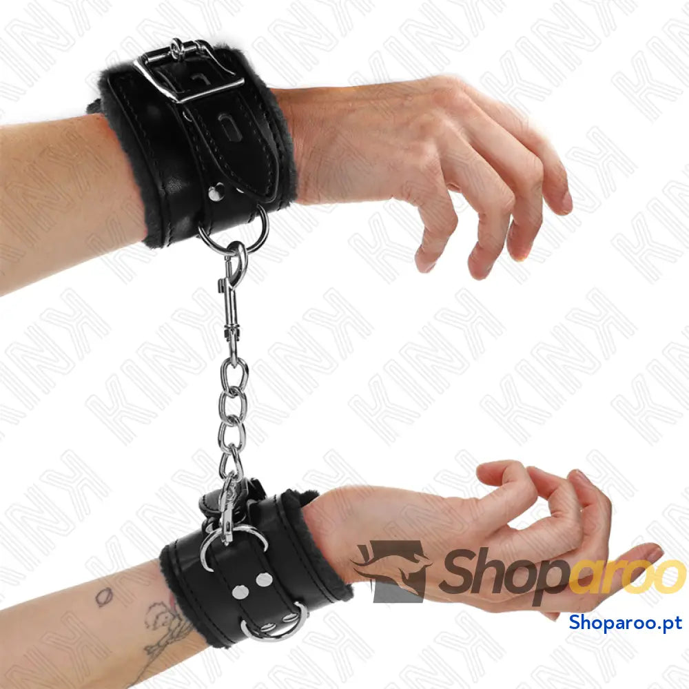 KINK - PULSO FORRO DE PELE PRETO COM CINTO PRETO AJUSTÁVEL 17-29 CM X 6 CM