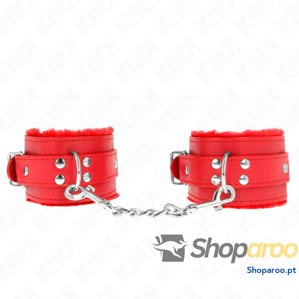 KINK - PULSO FORRO DE PELE VERMELHO COM CINTO VERMELHO AJUSTÁVEL 17-29 CM X 6 CM