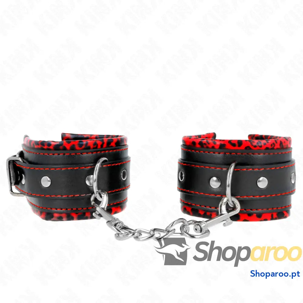 KINK - PULSO FORRO DE PELE VERMELHO / PRETO AJUSTÁVEL 17-29 CM X 6 CM
