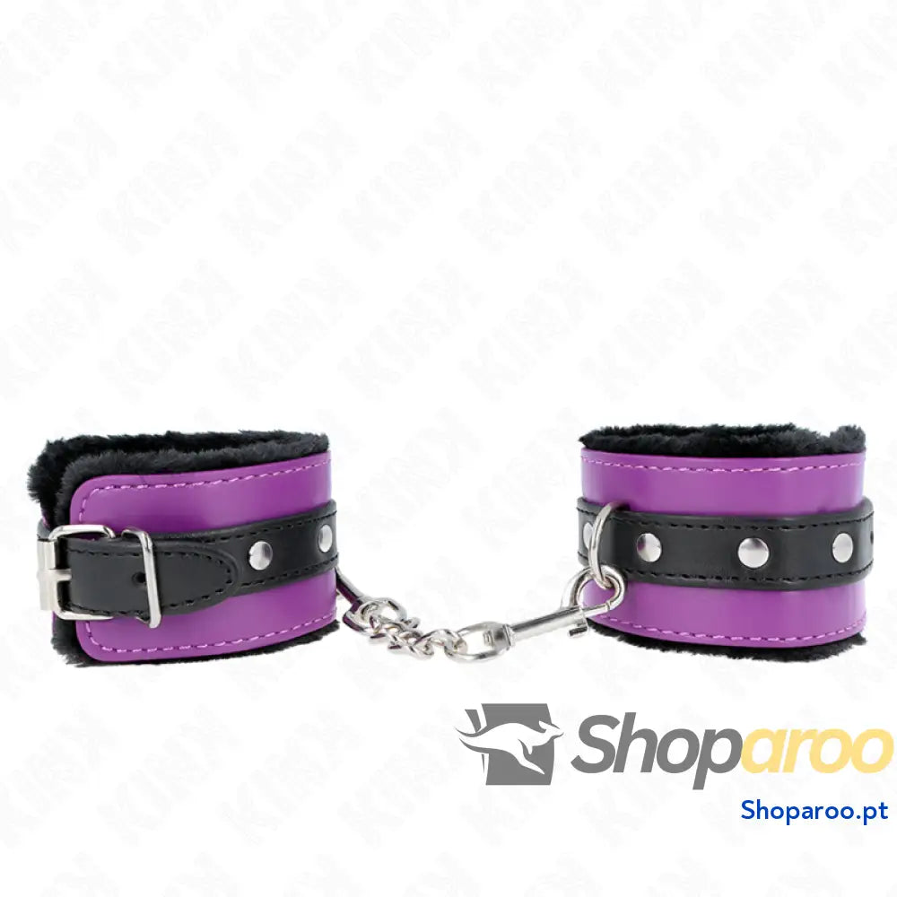 KINK - PULSO PREMIUM FORRO DE PELE PRETO COM CINTO ROXO / PRETO AJUSTÁVEL 17-29 CM X 6 CM