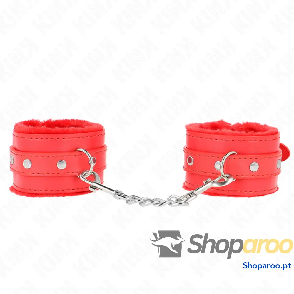 KINK - PULSO PREMIUM FORRO DE PELE VERMELHO COM CINTO VERMELHO AJUSTÁVEL 17-29 CM X 6 CM