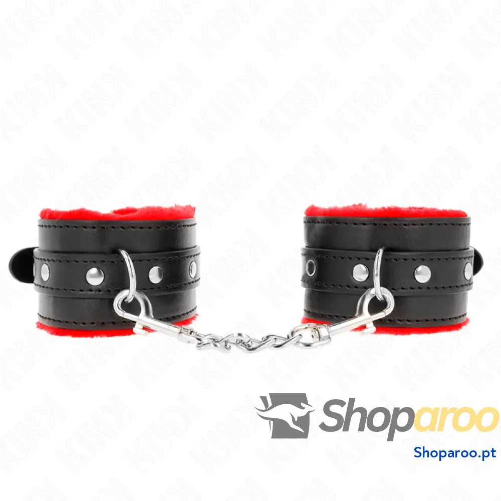 KINK - PULSO PREMIUM FORRO DE PELE VERMELHO COM CINTO PRETO AJUSTÁVEL 17-29 CM X 6 CM