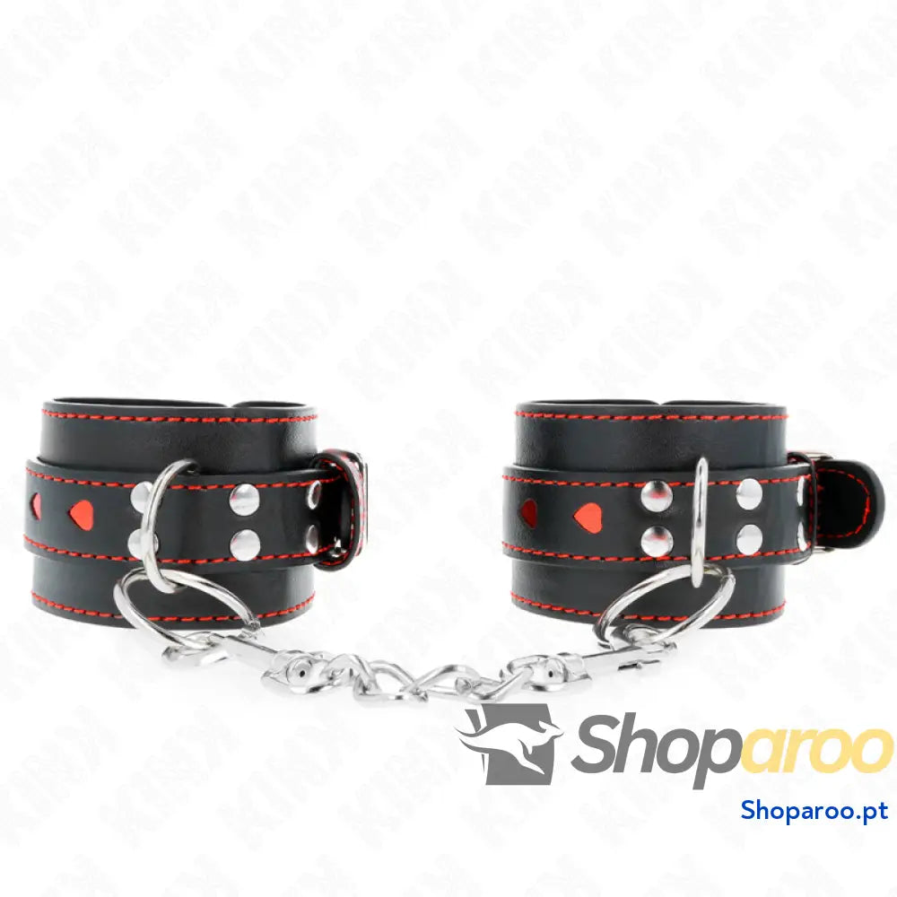 KINK - PULSO PRETO COM INSERÇÃO DE CORAÇÃO VERMELHO AJUSTÁVEL 21-28 CM X 5,5 CM