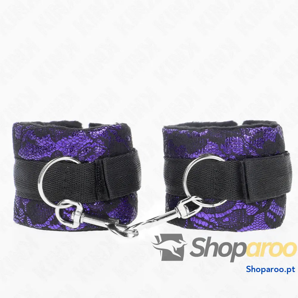 KINK - PUNHOS DE RENDA DE VELUDO CURTO E BIND DE NYLON ROXO / PRETO 23 X 6,5 CM