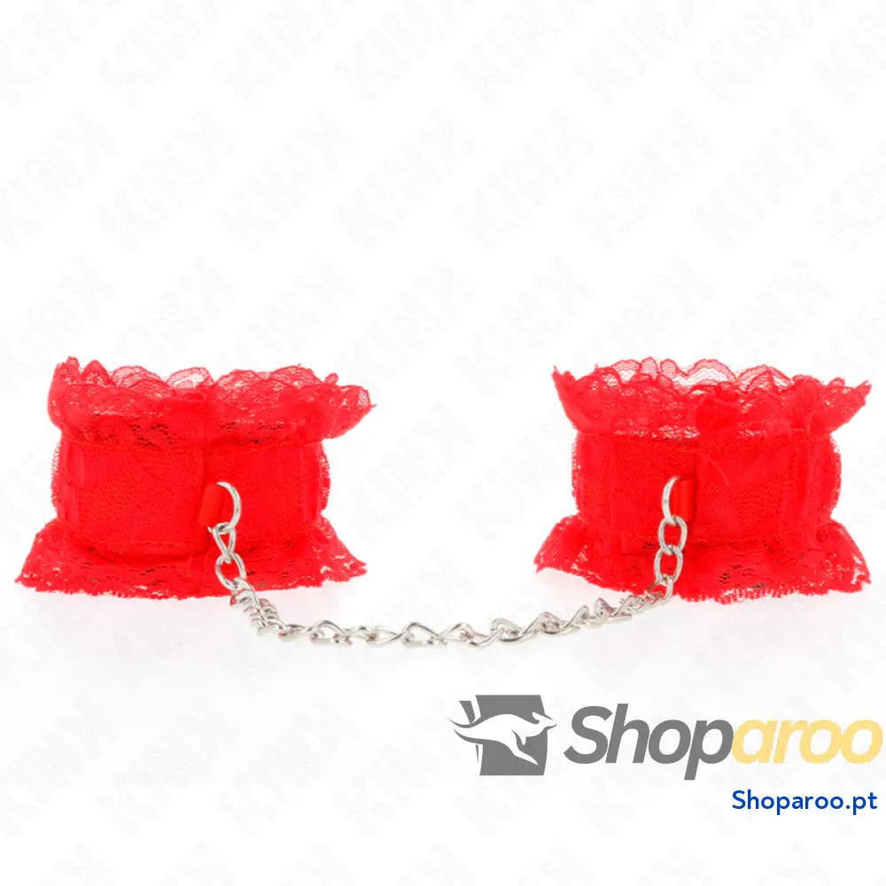 KINK - PUNHOS ELÁSTICOS DE RENDA VERMELHO
