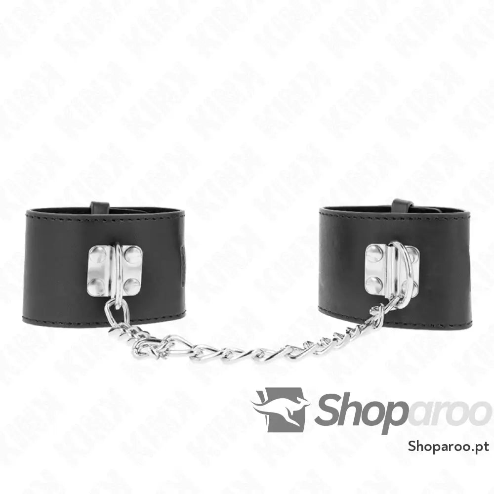 KINK - PUNHOS FIXOS COM CORRENTE 30 CM E FECHAMENTO DE CADEADO PRETO AJUSTÁVEIS 16-23 CM X 5,5 CM