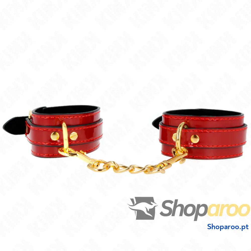 KINK - PUNHOS JOANNA ANGEL VERMELHO AJUSTÁVEL COM CORRENTE DE OURO 16,5-26 CM X 4 CM