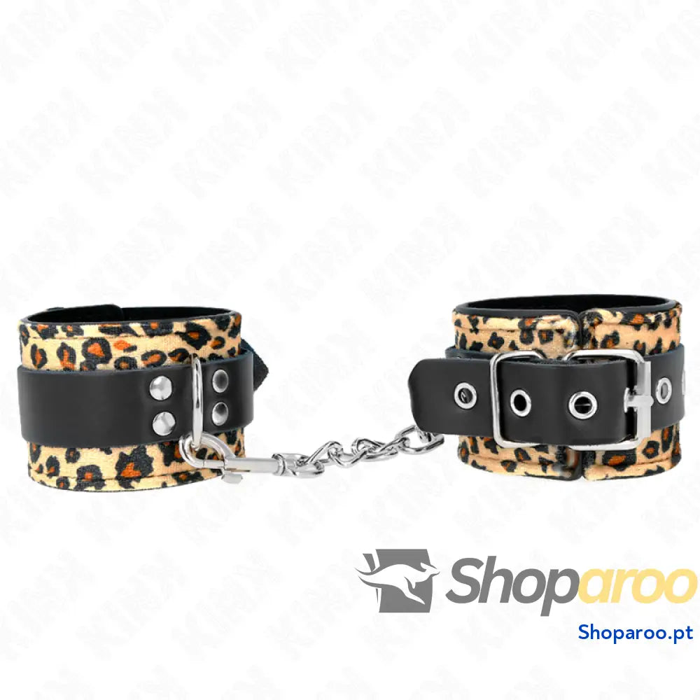 KINK - RETENÇÃO DE PULSO DE COURO REAL LEOPARDO AJUSTÁVEL 18-29 CM X 5,5 CM