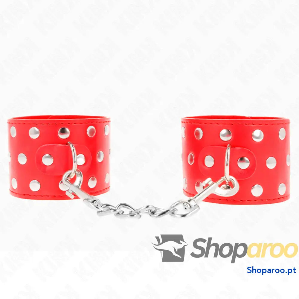 KINK - RETENÇÕES DE PULSO COM SNAP FASTEN COMPLETO DE REBITES VERMELHO AJUSTÁVEL 19-24 CM X 5,5 CM