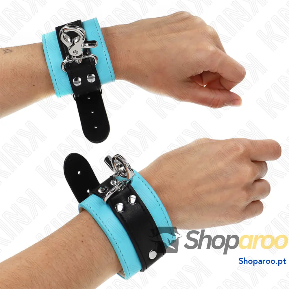 KINK - RETENÇÕES DE PULSO FECHÁVEIS PREMIUM PRETO / AZUL AJUSTÁVEIS 21-28 CM X 5,5 CM