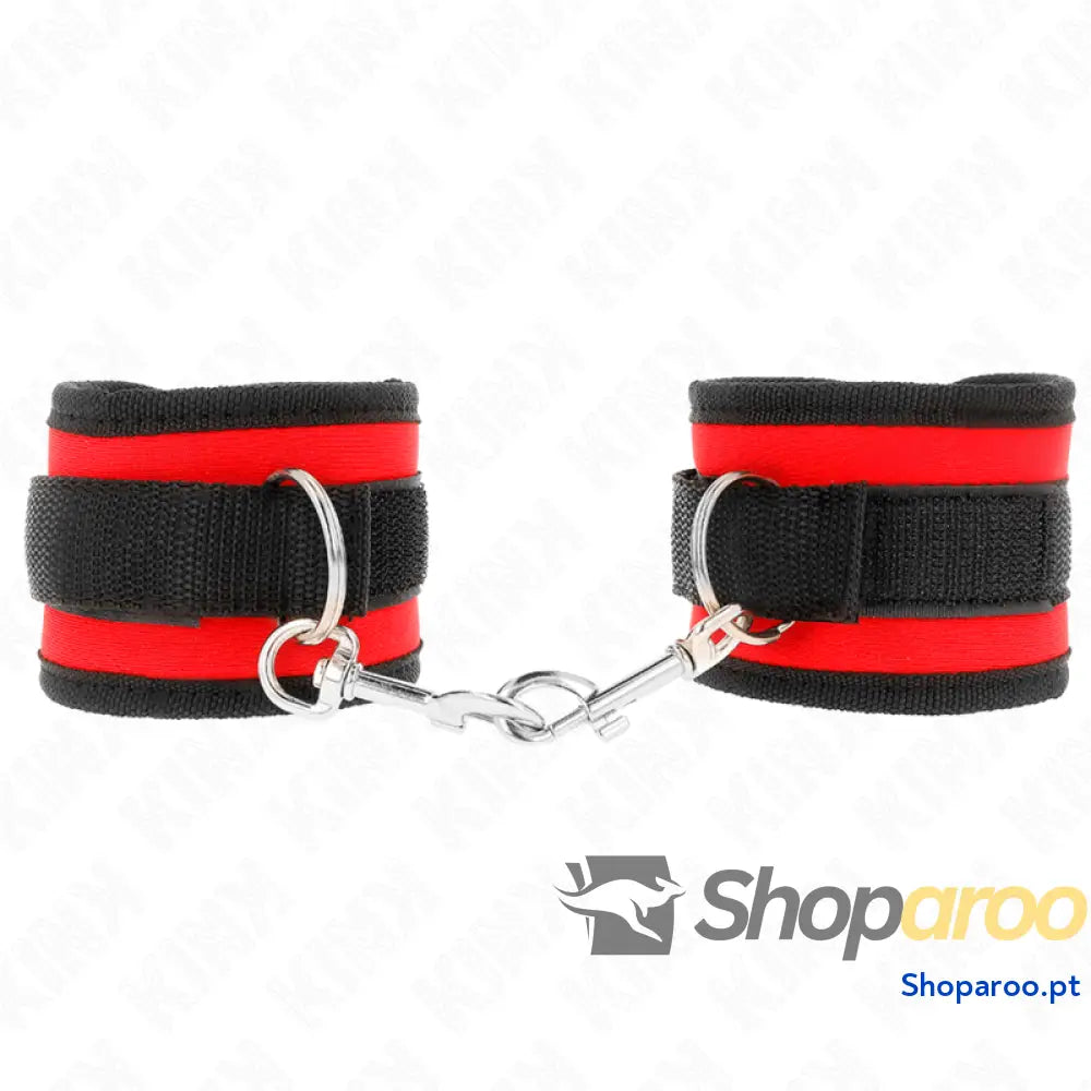 KINK - RETENÇÕES DE PULSO NYLON BIND HOOK&LOOP VERMELHO-PRETO MODELO 2 AJUSTÁVEL 18-35 CM X 6