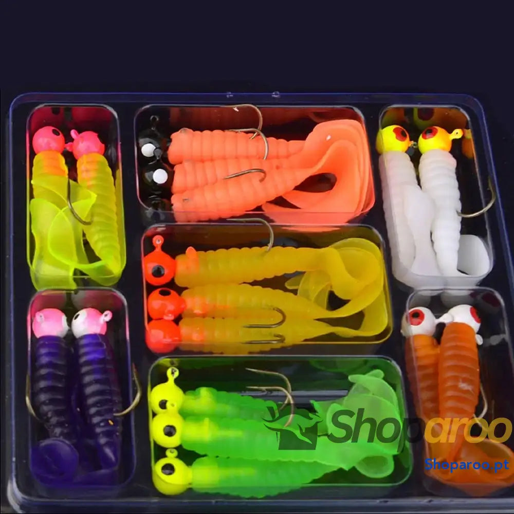 Kit de anzóis e isco minhoca macio para pesca Creekmoon