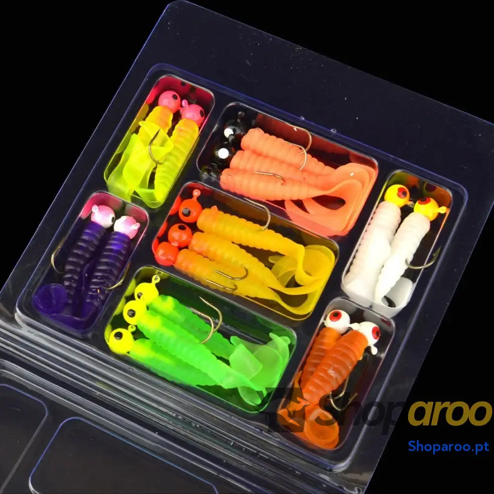 Kit de anzóis e isco minhoca macio para pesca Creekmoon