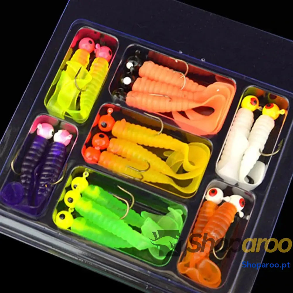 Kit de anzóis e isco minhoca macio para pesca Creekmoon