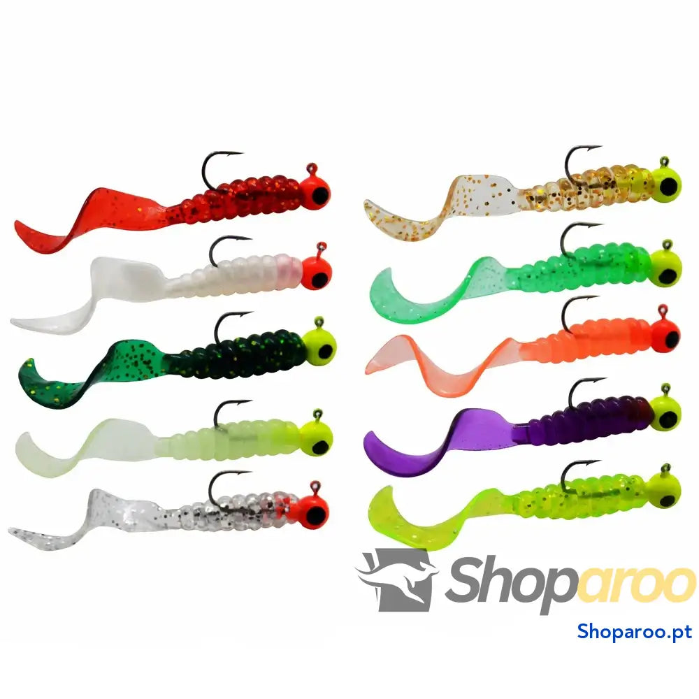 Kit de anzóis e isco minhoca macio para pesca Creekmoon