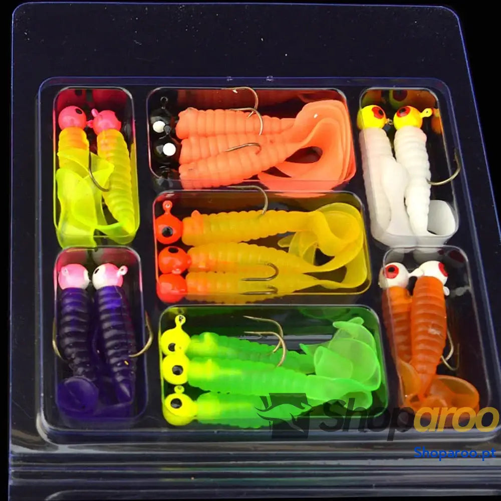 Kit de anzóis e isco minhoca macio para pesca Creekmoon
