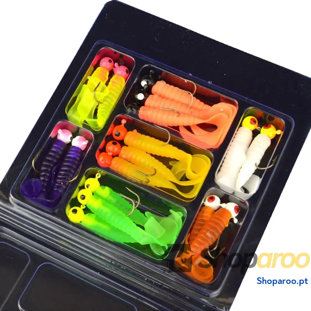 Kit de anzóis e isco minhoca macio para pesca Creekmoon