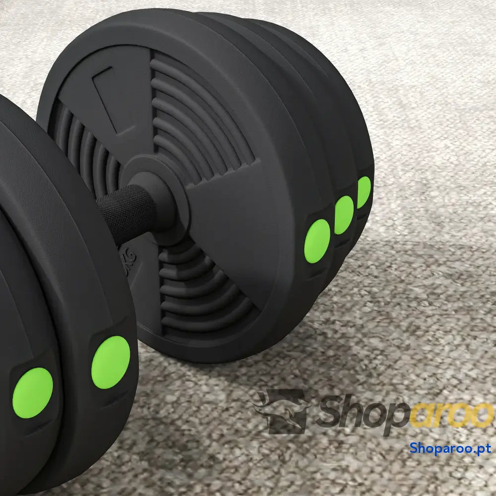 Kit de Halteres 30 kg 2 em 1 com Barra e Pesos Antiderrapantes