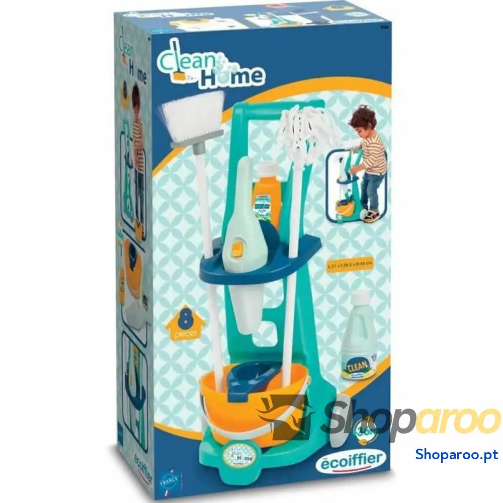 Kit de Limpeza & Armazenamento Ecoiffier Clean Home Brinquedos 8 Peças
