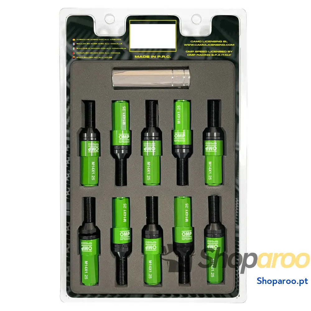 Kit de parafusos OMP OMPS09971408 28 mm Verde M14 x 1,25