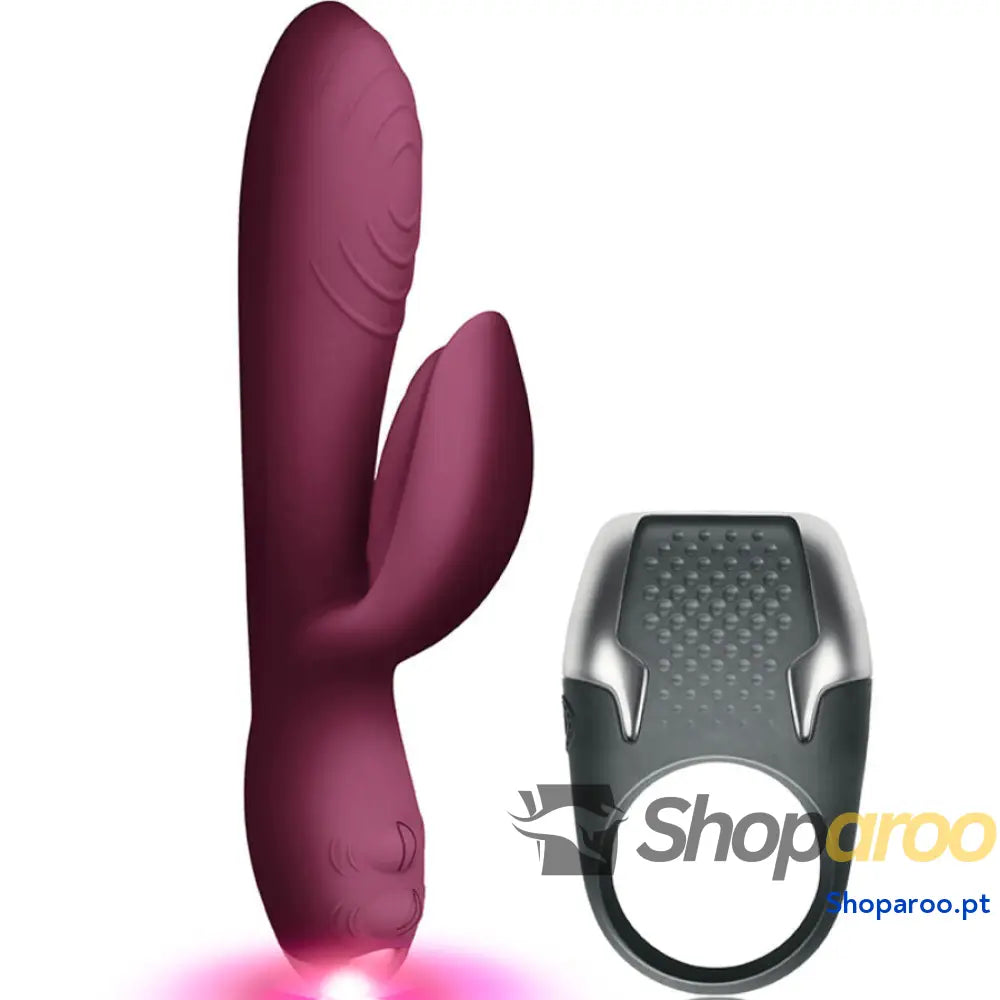 KIT LAMOUR VIBRADOR COELHO + ANEL DE PÉNIS LED