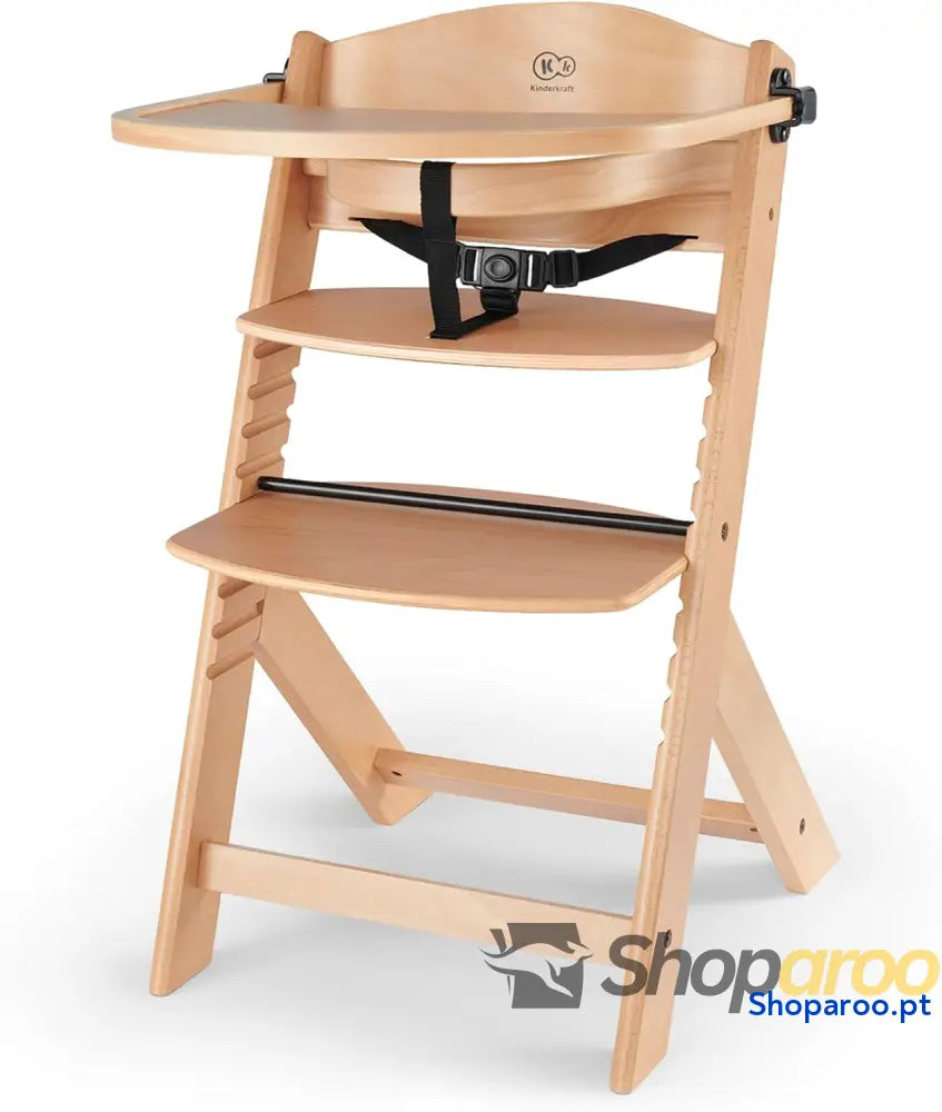 kk Kinderkraft ENOCK Cadeira alta bebé de madeira infantil portátil para crianças cadeira evolutiva ergonómica