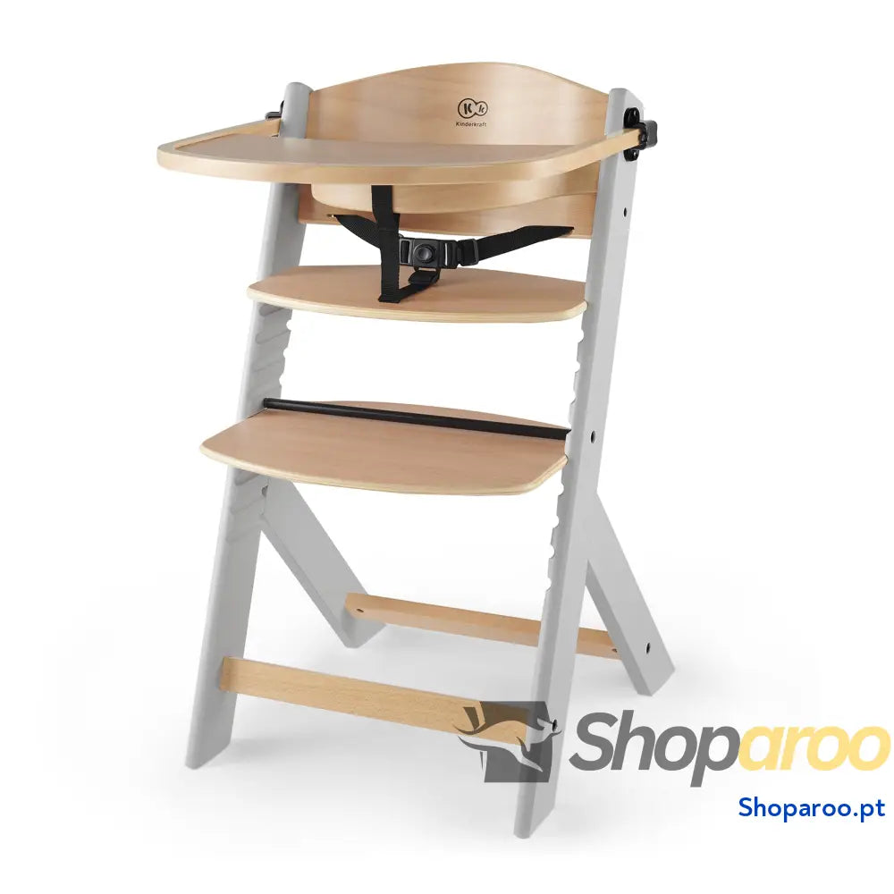 kk Kinderkraft ENOCK Cadeira alta bebé de madeira infantil portátil para crianças cadeira evolutiva ergonómica