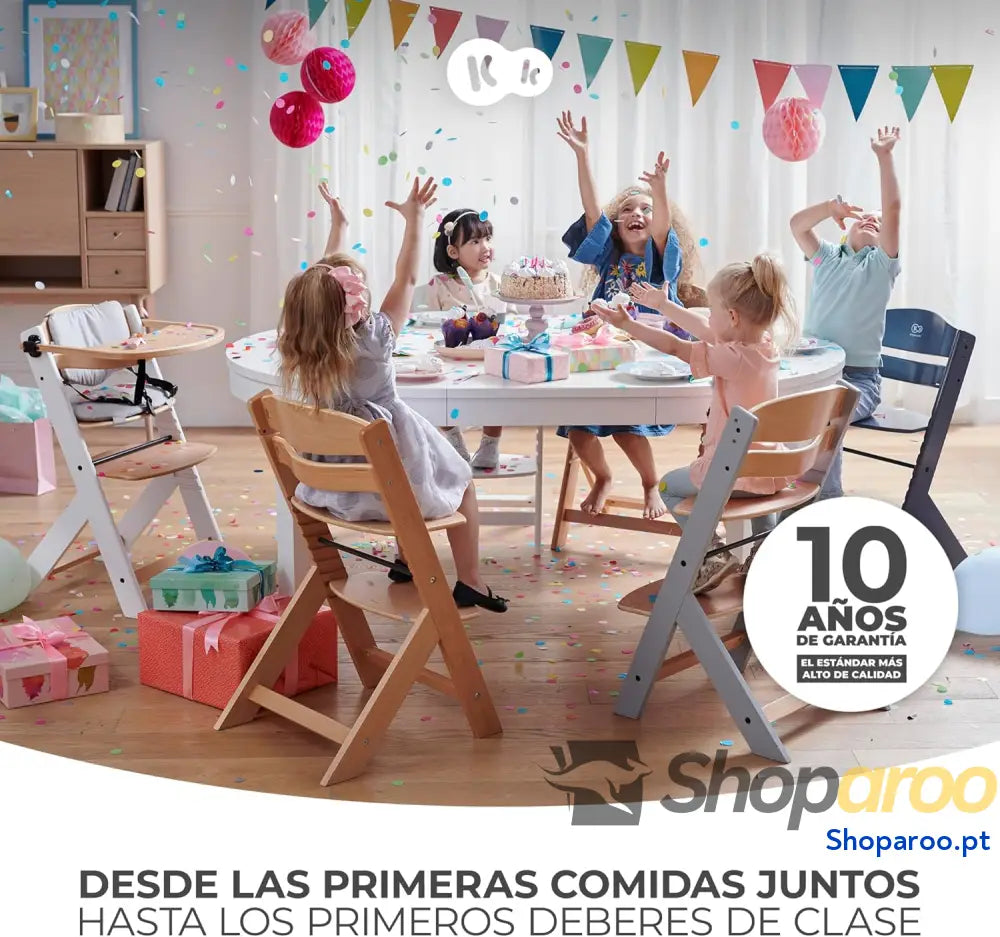 kk Kinderkraft ENOCK Cadeira alta bebé de madeira infantil portátil para crianças cadeira evolutiva ergonómica