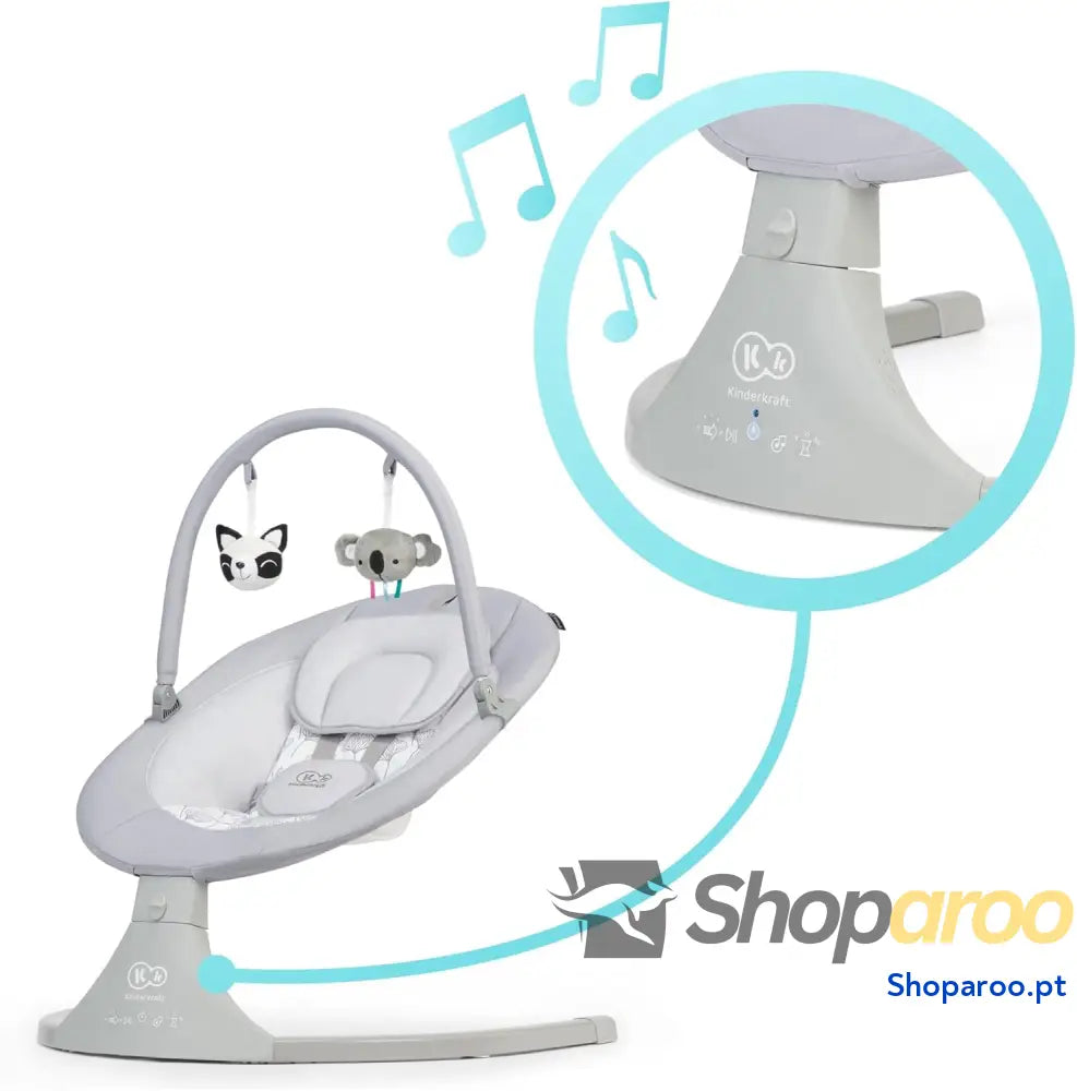 kk Kinderkraft LULI Hamaca para bebés cadeira elétrica baloiço balancim de a 9 kg balanço automático com 5 velocidades
