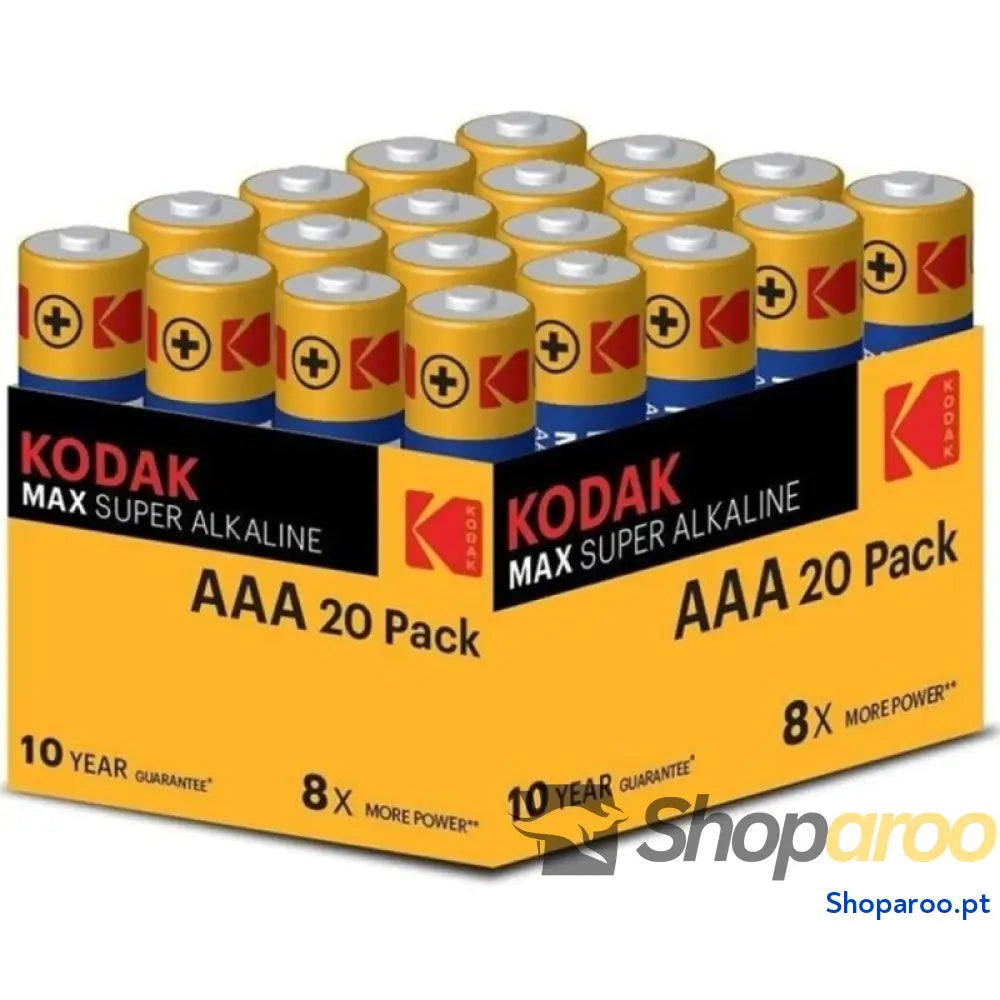 KODAK MAX PILHA ALCALINA AAA LR03 PACOTE*20 PILHAS