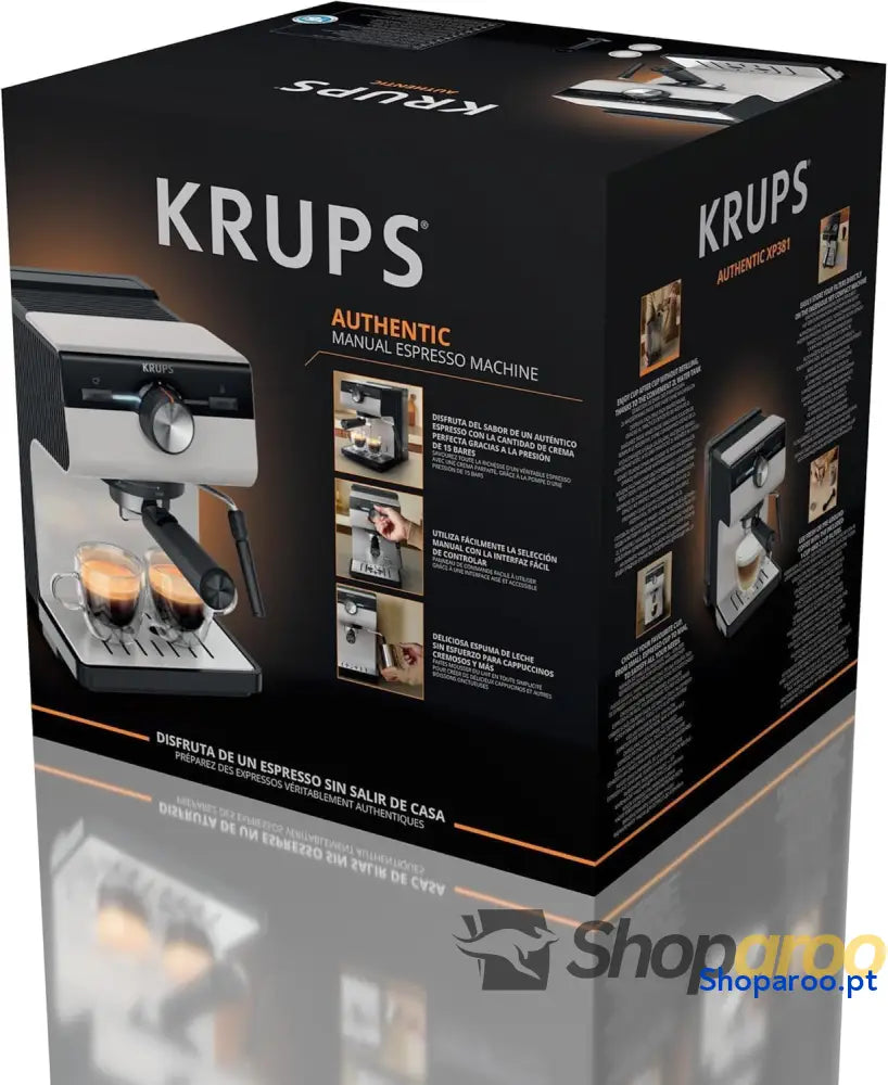 Krups Cafeteira expresso manual autêntico 15 barras de pressão espumador leite ajuste colher medição e compactador