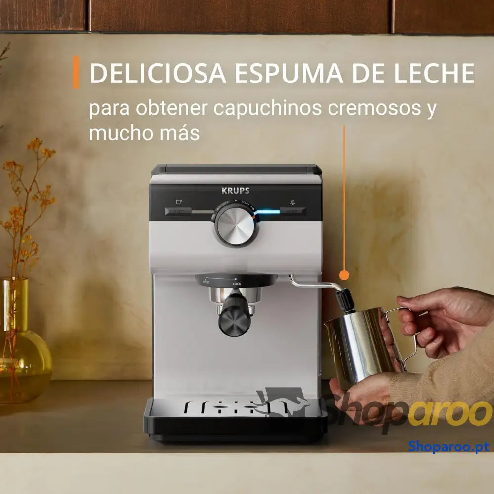 Krups Cafeteira expresso manual autêntico 15 barras de pressão espumador leite ajuste colher medição e compactador