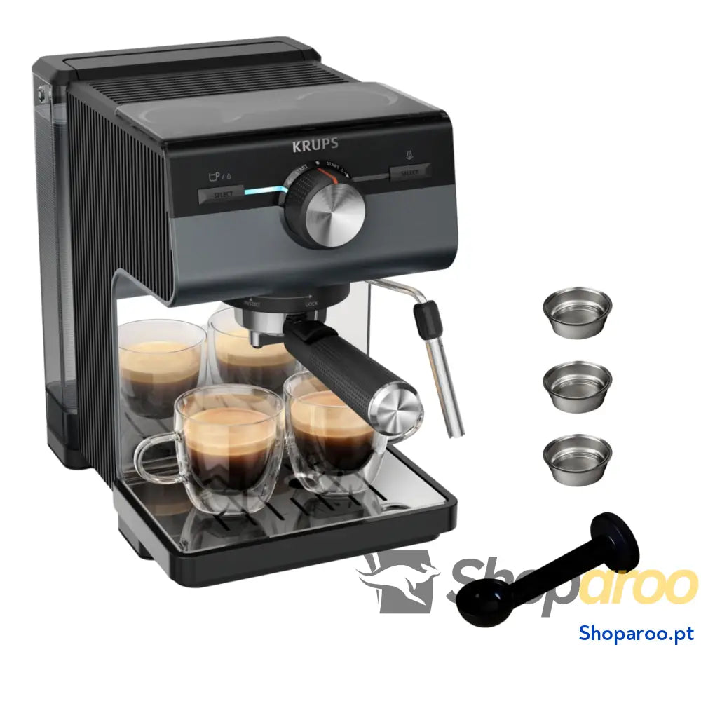 Krups Cafeteira expresso manual autêntico 15 barras de pressão espumador leite ajuste colher medição e compactador