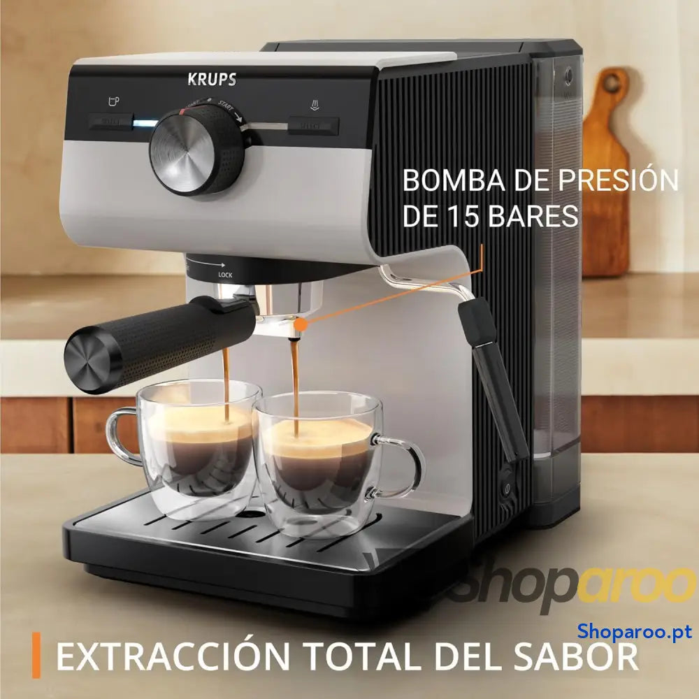 Krups Cafeteira expresso manual autêntico 15 barras de pressão espumador leite ajuste colher medição e compactador