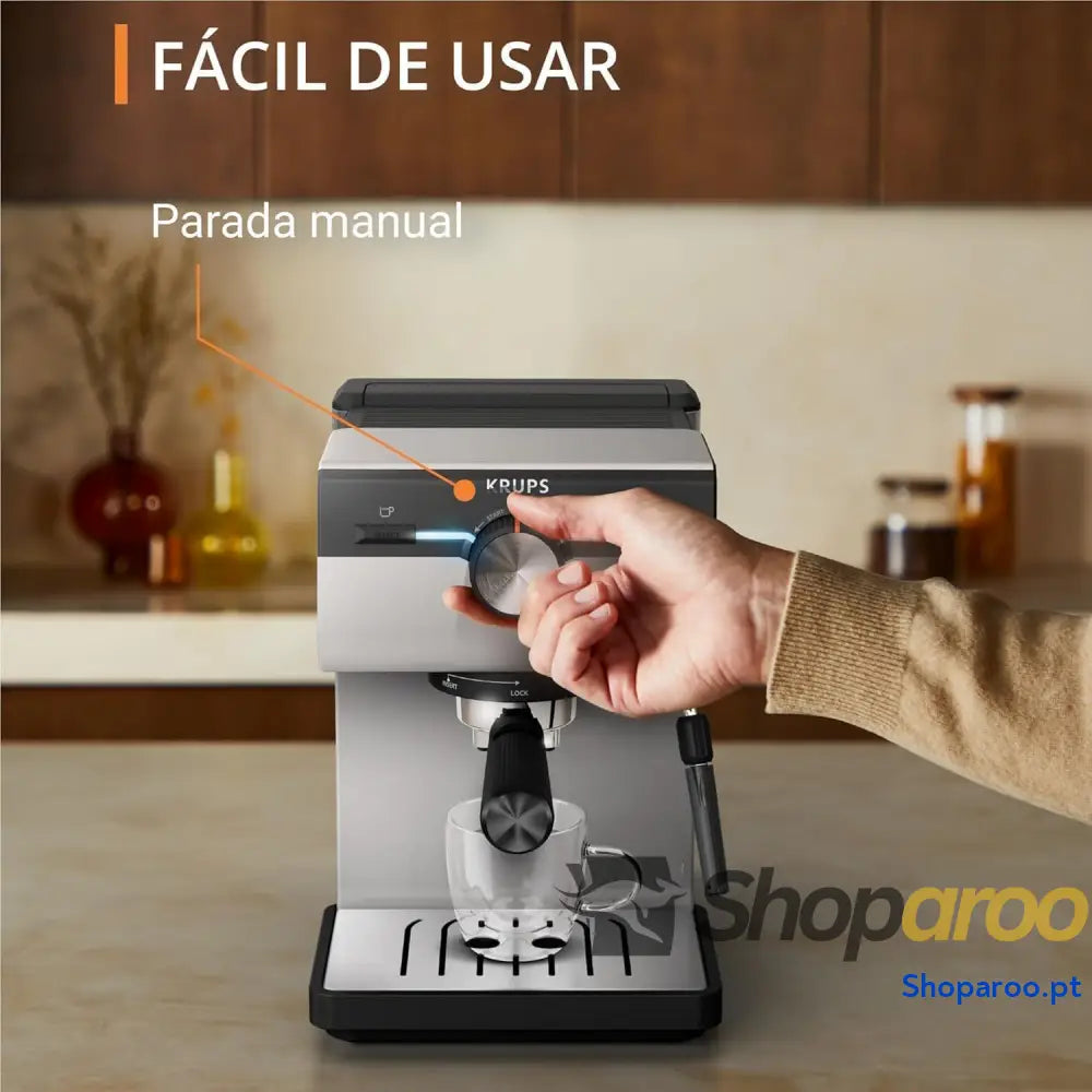 Krups Cafeteira expresso manual autêntico 15 barras de pressão espumador leite ajuste colher medição e compactador