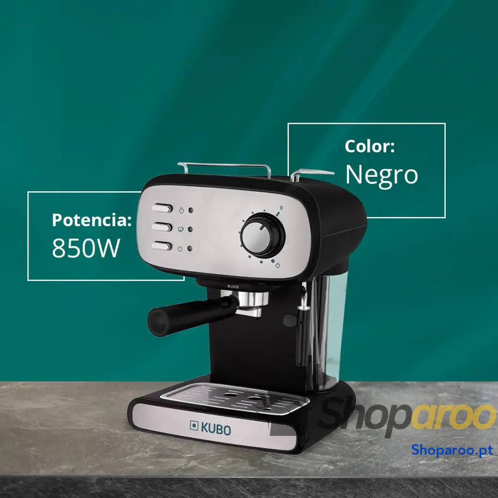 KUBO Máquina de café expresso pressão 15 bar depósito água 1,2 L 850 W vaporizador para cappuccino ou bebidas com leite