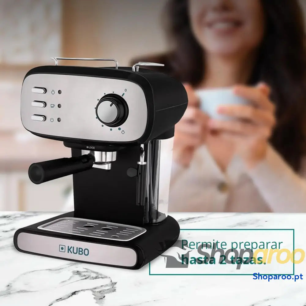 KUBO Máquina de café expresso pressão 15 bar depósito água 1,2 L 850 W vaporizador para cappuccino ou bebidas com leite