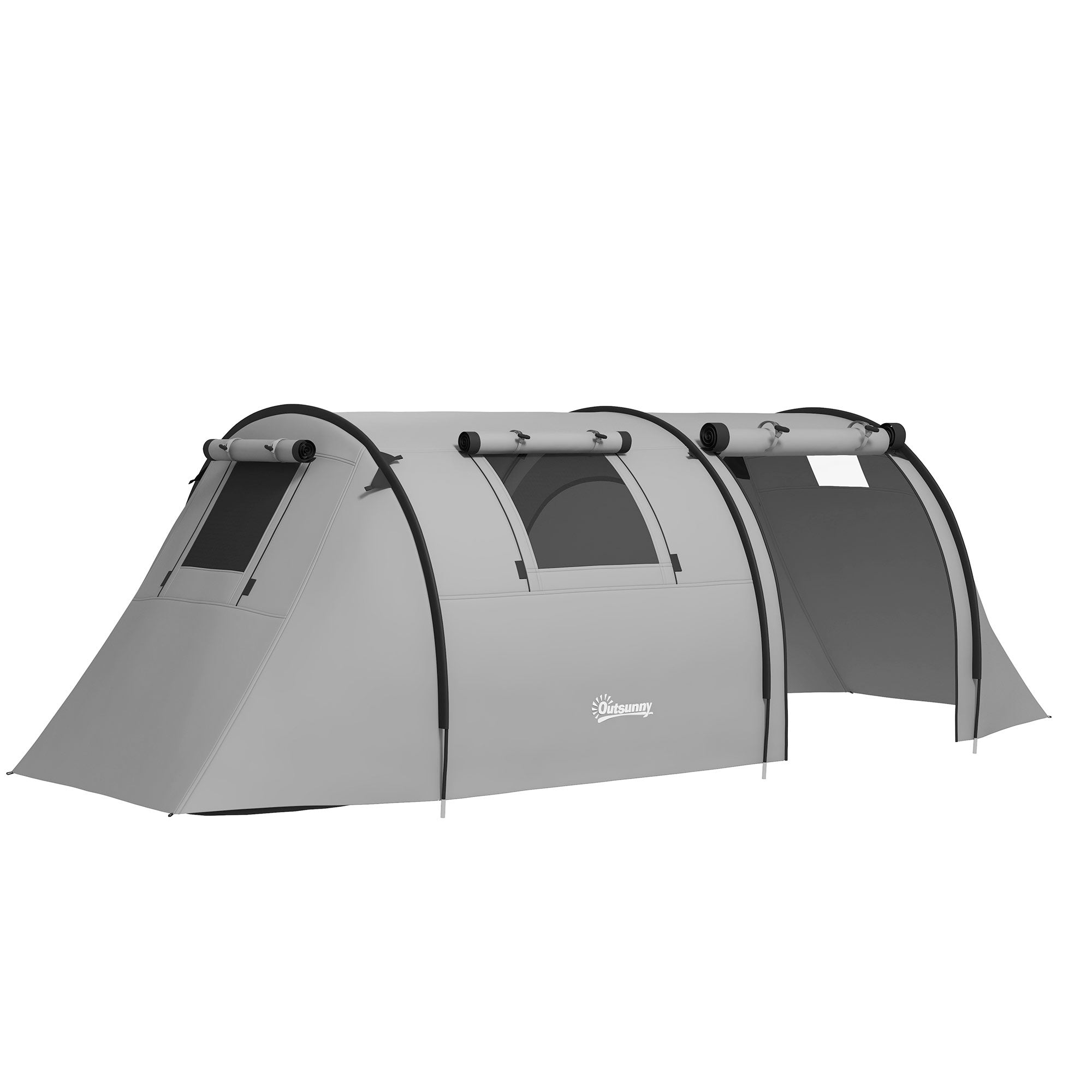 Tenda Campismo Dobrável Familiar para 3 Pessoas Impermeável Cinzento