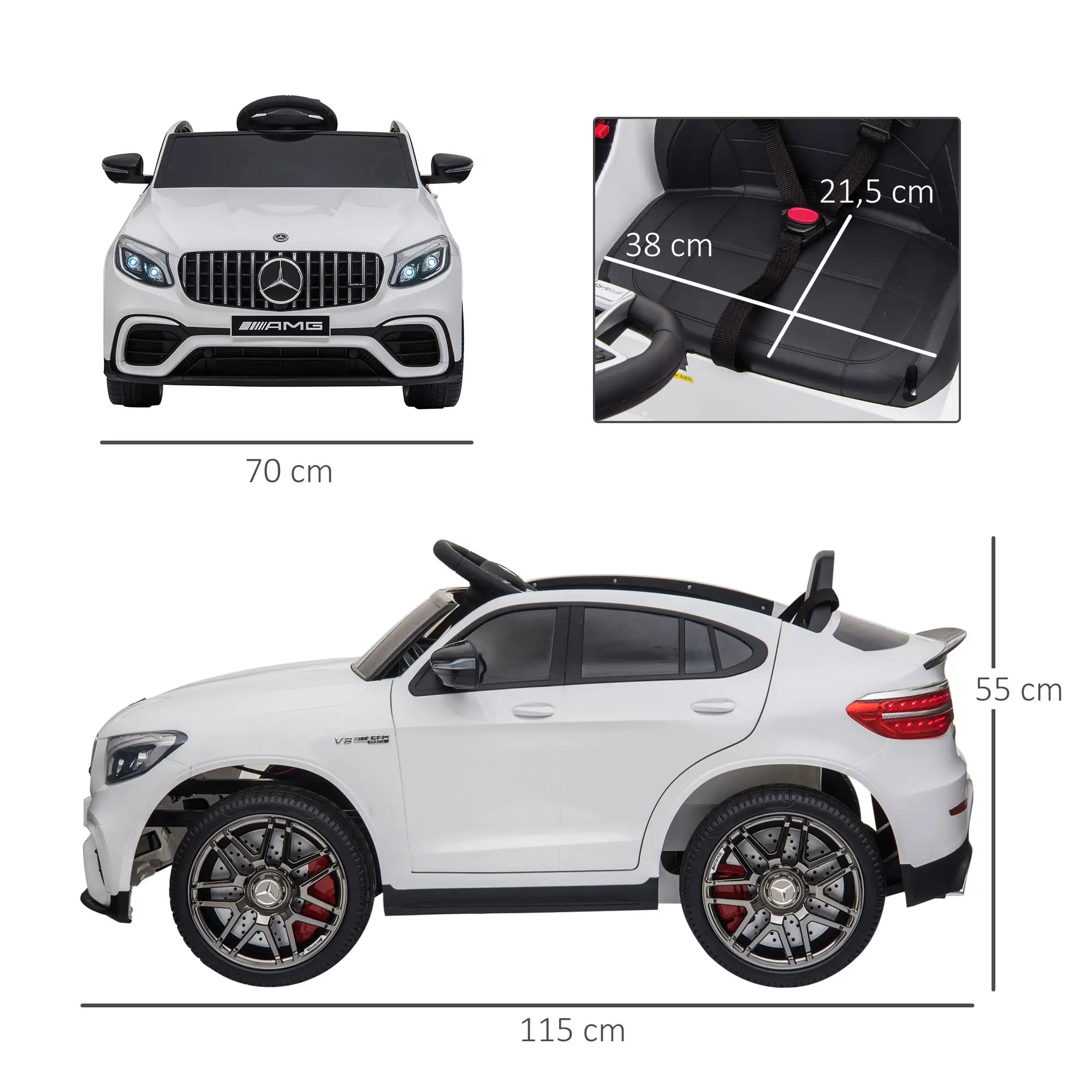 Carro Elétrico Mercedes AMG 12V para Crianças com Controlo Remoto Branco